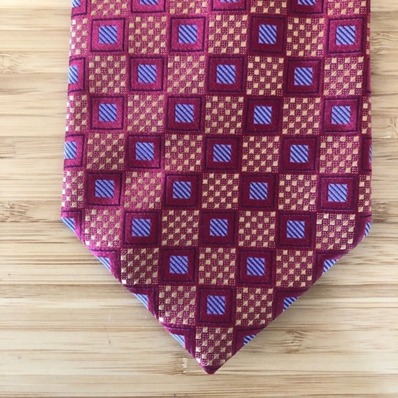 Henry Jacobson Silk Tie In Grapefruit Ruby Red! - Picture 6 of 6